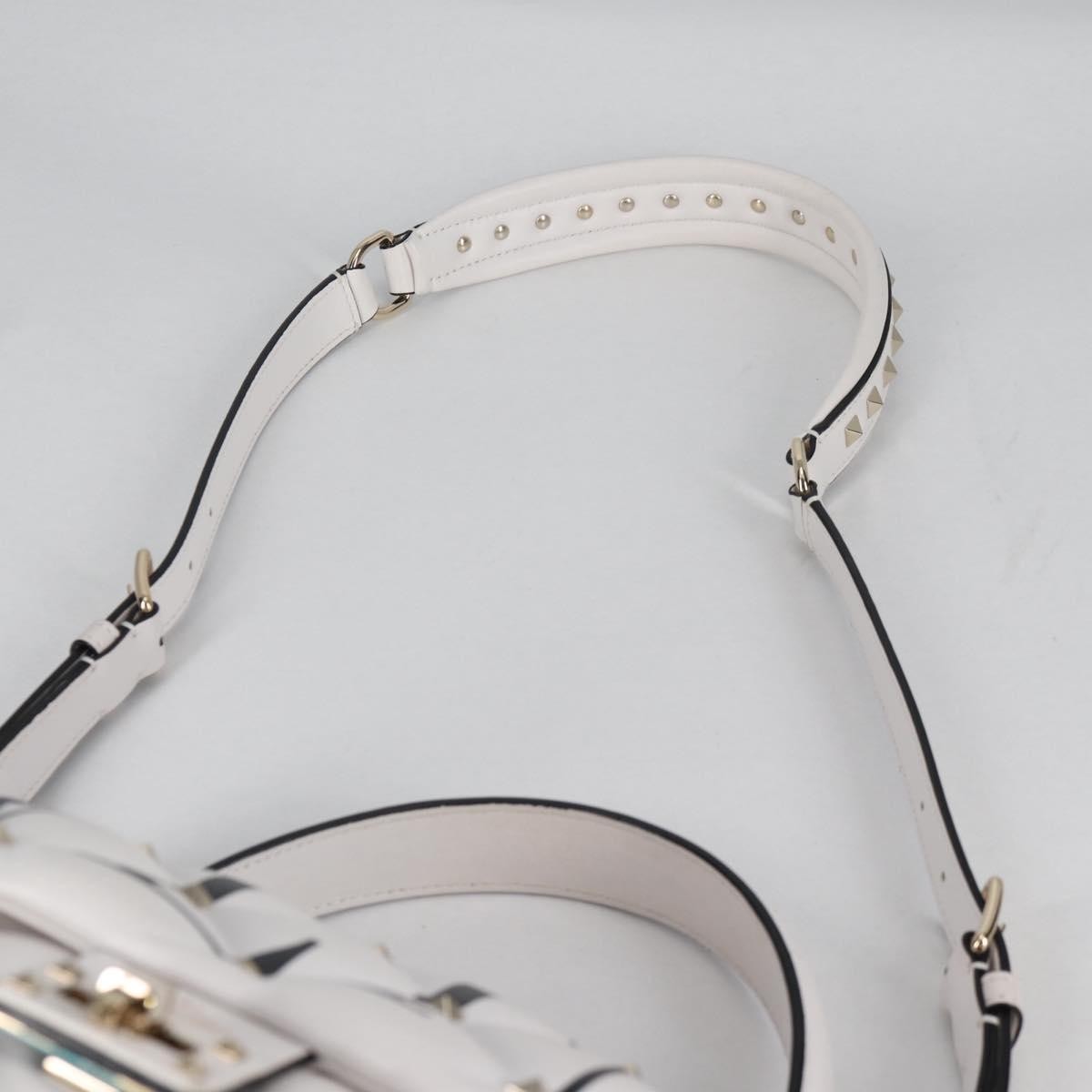 Valentino Garavani VLTN Candystud Top Handle Bag Printed Leather, WHITE, LEATHER, Handbag
