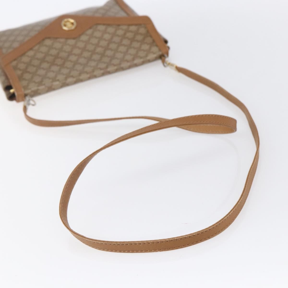 Celine Vintage Macadam Shoulder Bag Canvas and Leather, BEIGE, CANVAS, Shoulder bag