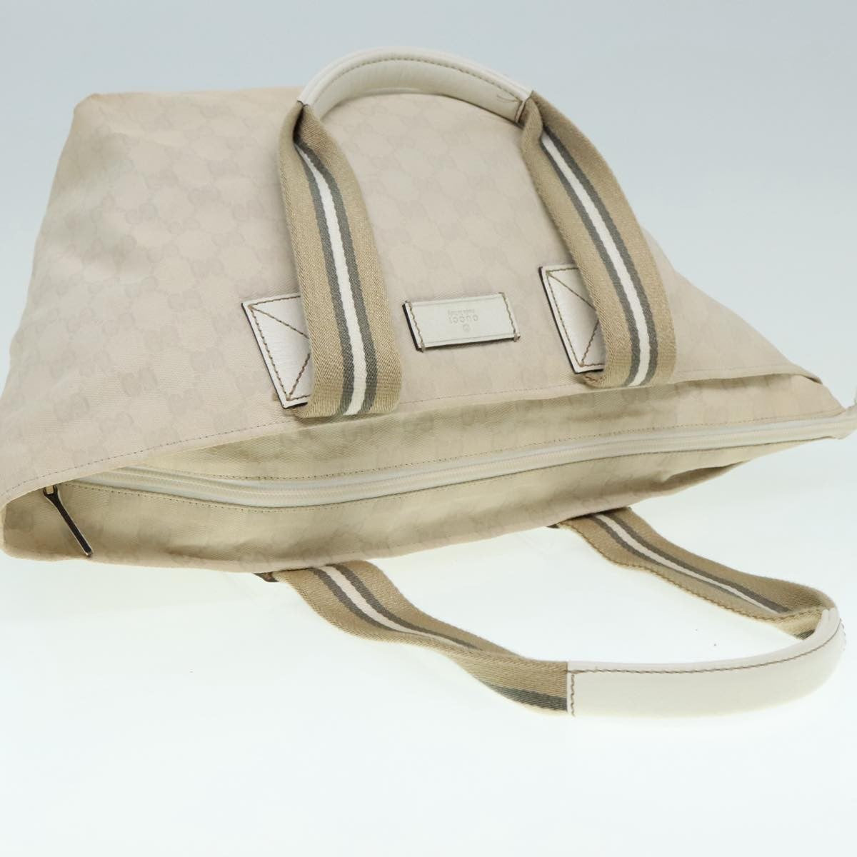 Gucci Web Zip Tote GG Canvas, WHITE, CANVAS, Tote bag