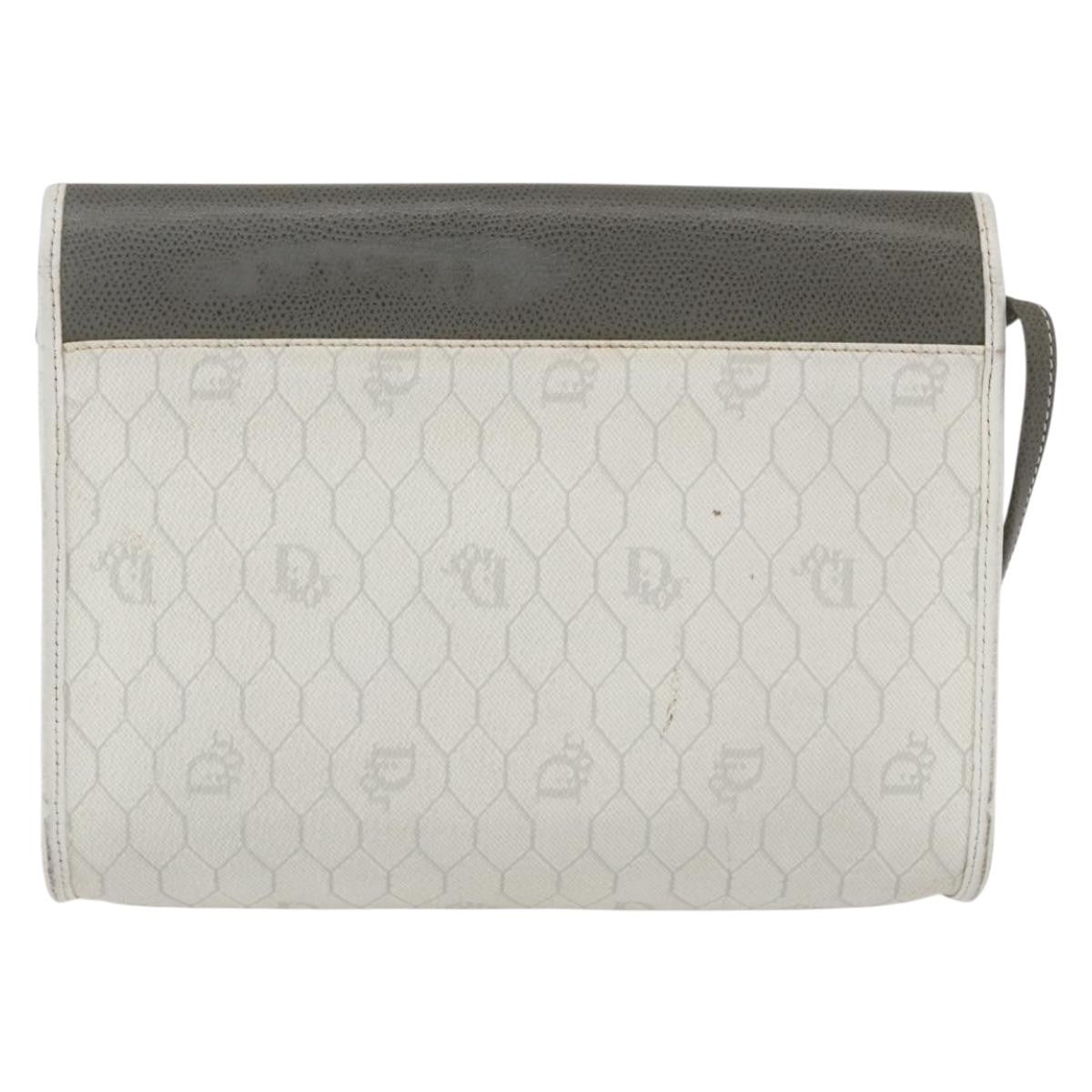 Christian Dior Vintage Honeycomb Shoulder Bag Canvas and Leather, WHITE, CANVAS, Shoulder bag