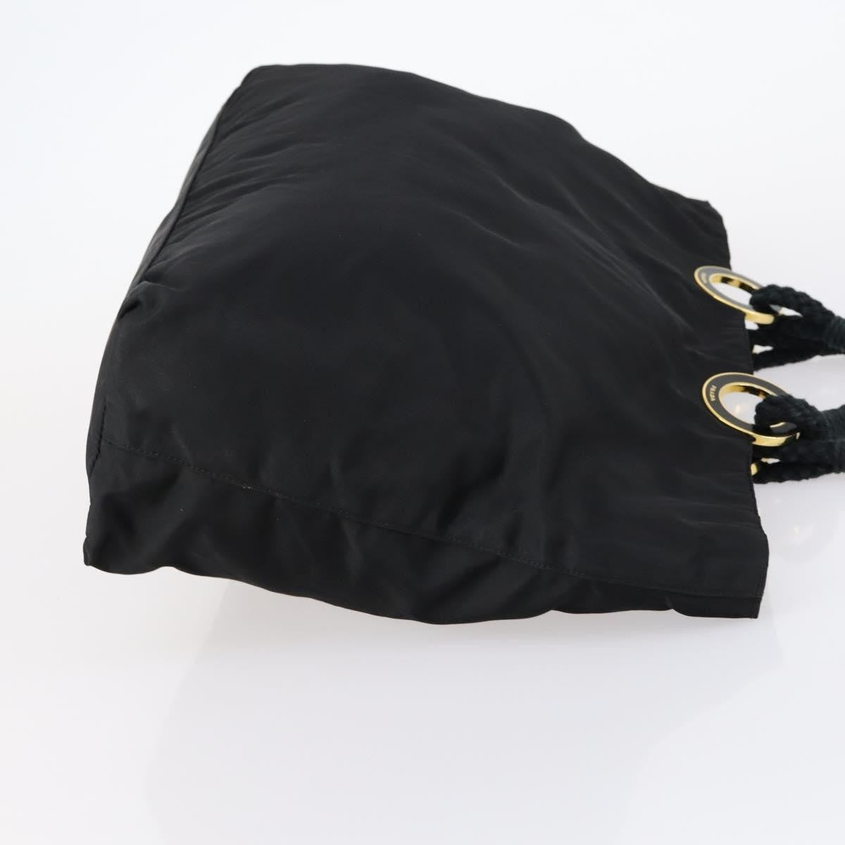 Prada Convertible Metal Handle Satchel Quilted Tessuto, BLACK, NYLON, Tote bag