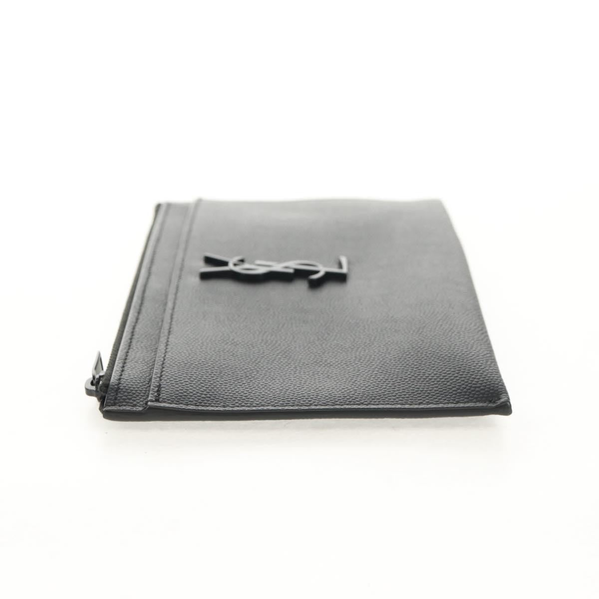 Saint Laurent Classic Monogram Zip Bill Pouch Leather, BLACK, LEATHER, Clutche & pouche