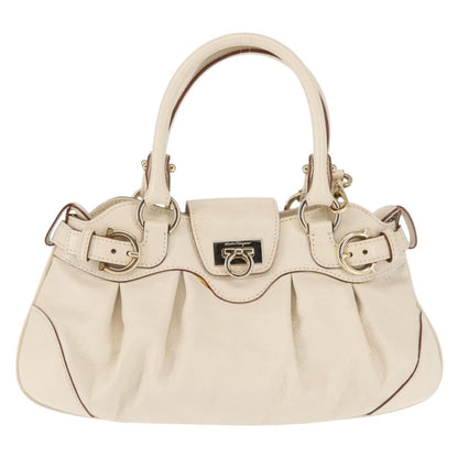 Salvatore Ferragamo Marisa Satchel Leather, WHITE, LEATHER, Handbag