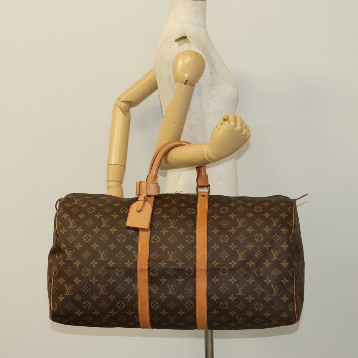 Louis Vuitton Keepall Bag Monogram Canvas, BROWN, CANVAS, Travel bag