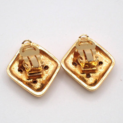 Chanel Vintage CC Diamond Shape Clips-On Earrings Gold-Plated, GOLD, GOLD_PLATED, Earrings