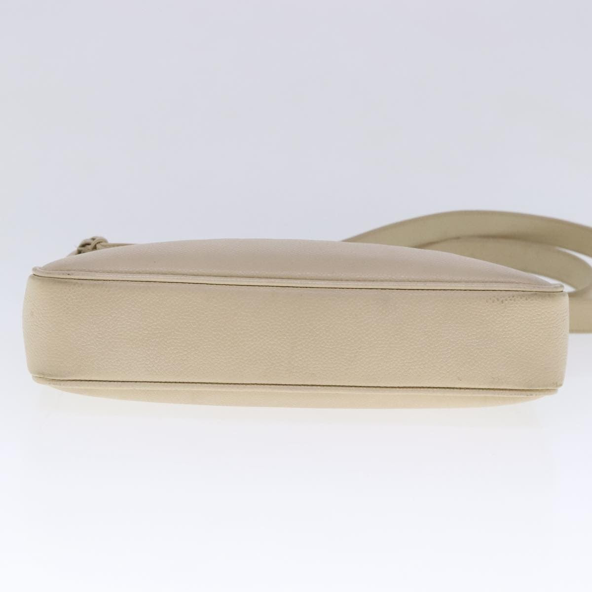 Chanel Vintage Slit Pocket Shoulder Bag Quilted Caviar, BEIGE, LEATHER, Shoulder bag