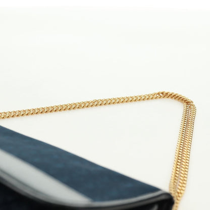 Christian Dior Vintage Chain Flap Shoulder Bag Diorissimo Canvas, Navy, Canvas, Shoulder Bag