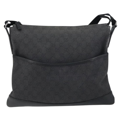Gucci Zip Messenger Bag GG Denim, BLACK, CANVAS, Shoulder bag