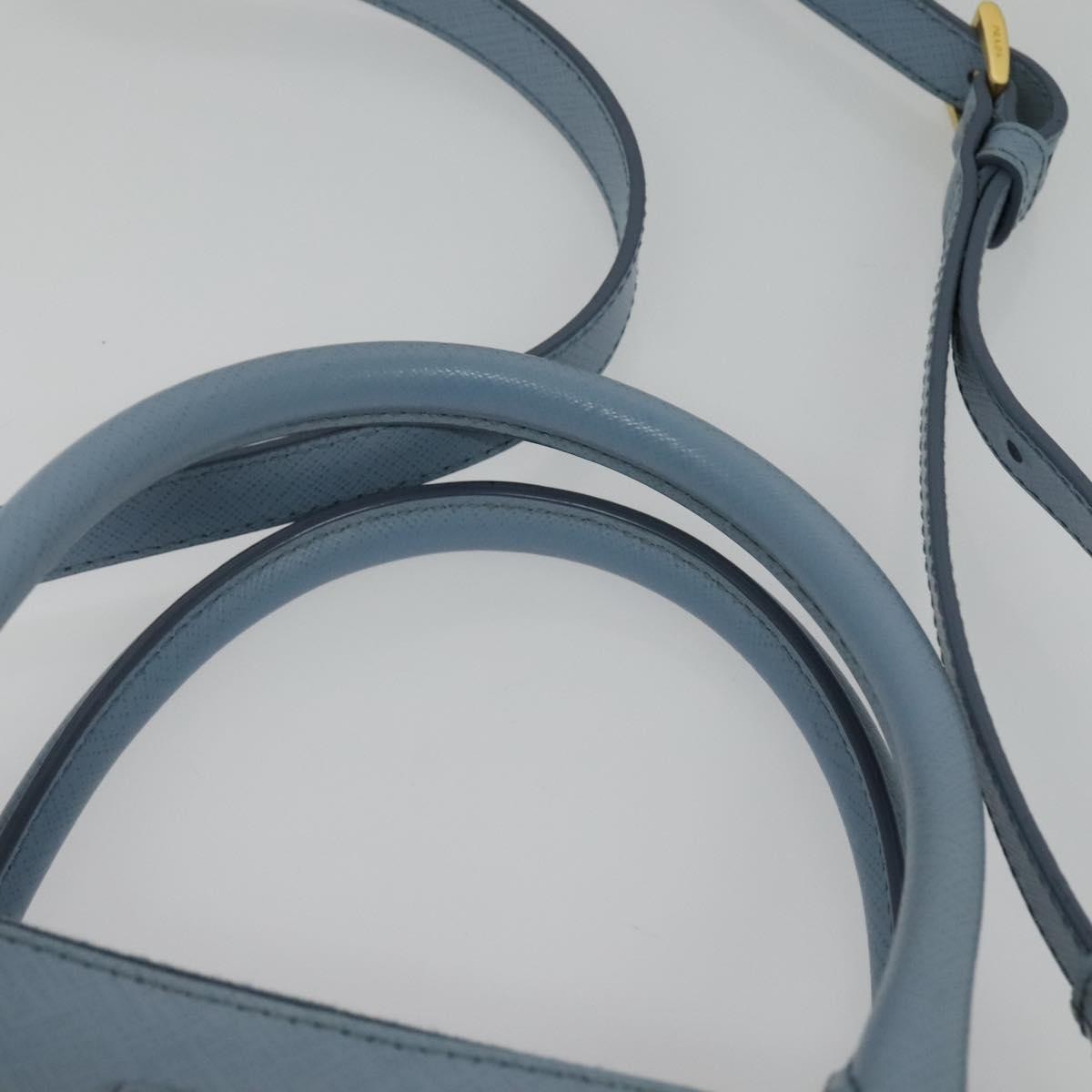 Prada Double Zip Lux Tote Saffiano Leather, BLUE, LEATHER, Handbag