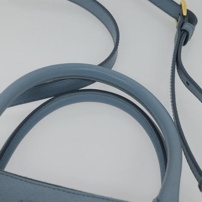 Prada Double Zip Lux Tote Saffiano Leather, BLUE, LEATHER, Handbag