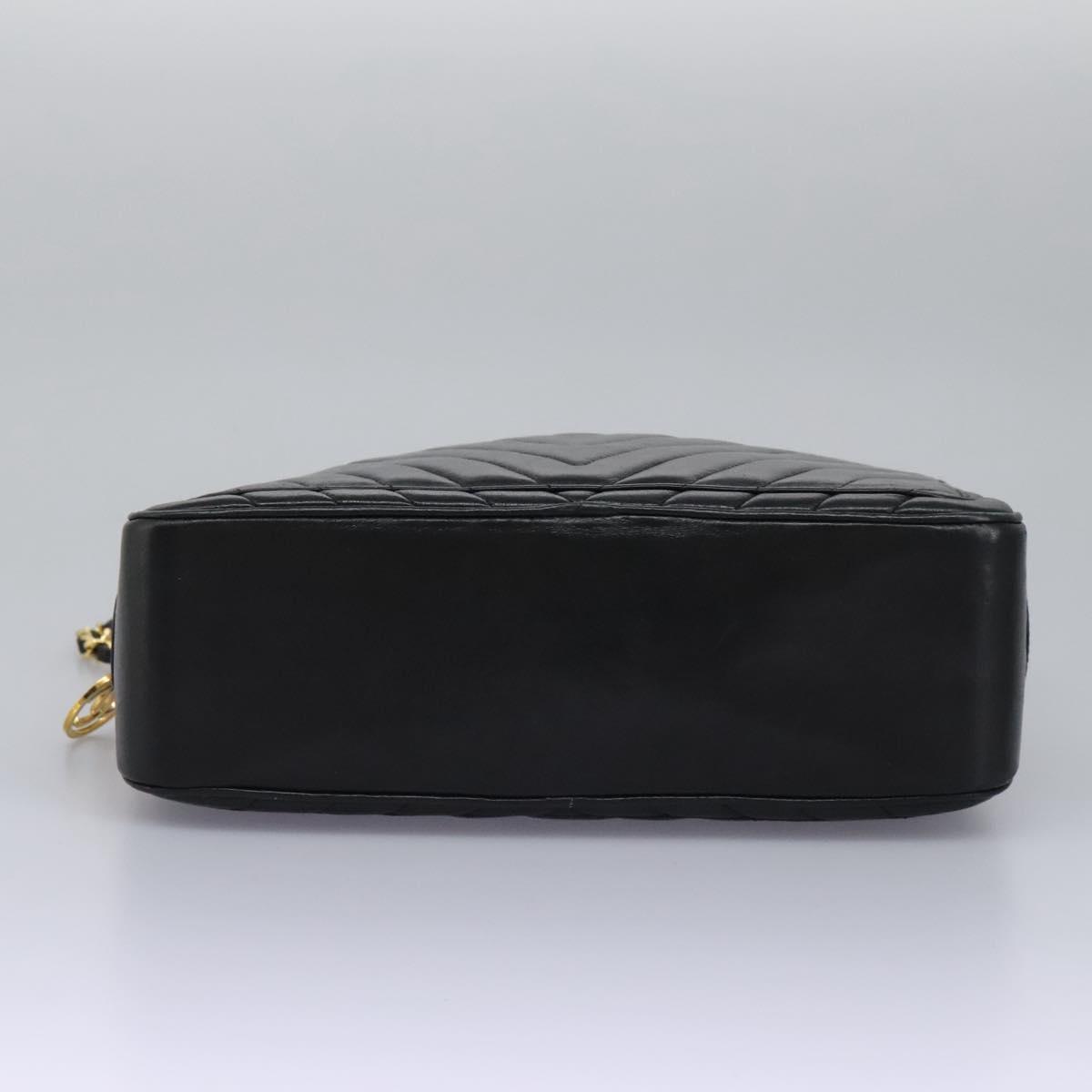 Chanel V Stitch Leather, BLACK, LEATHER, Handbag