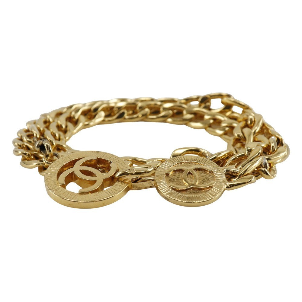 Chanel Vintage CC Chain Belt Metal and Leather, GOLD, GOLD_PLATED, Belts