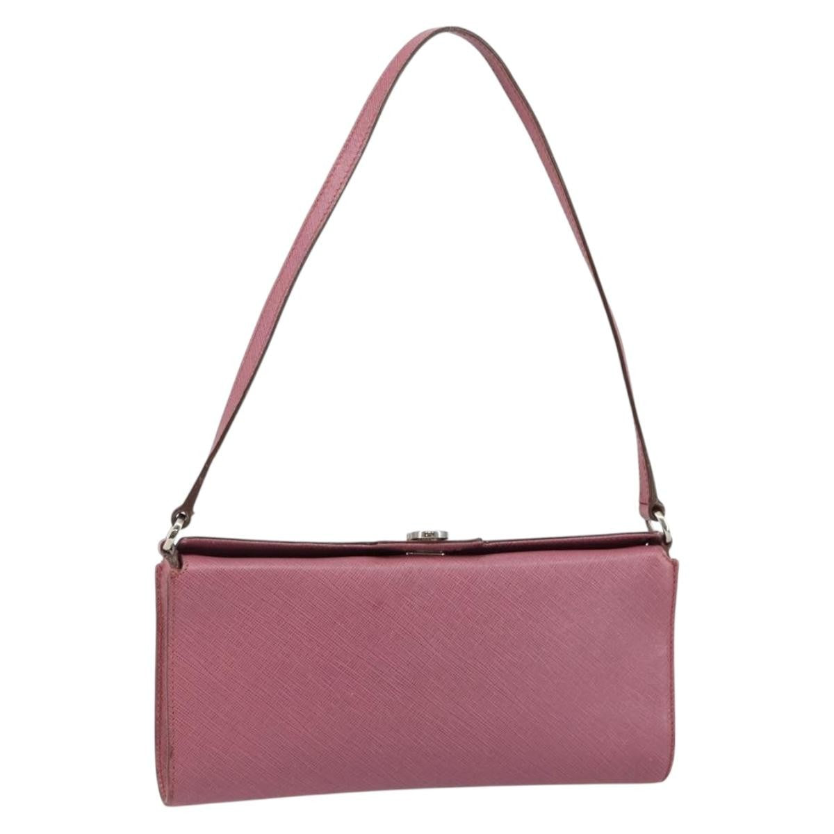 Salvatore Ferragamo Gancini Pouch Leather, PINK, LEATHER, Clutche & pouche