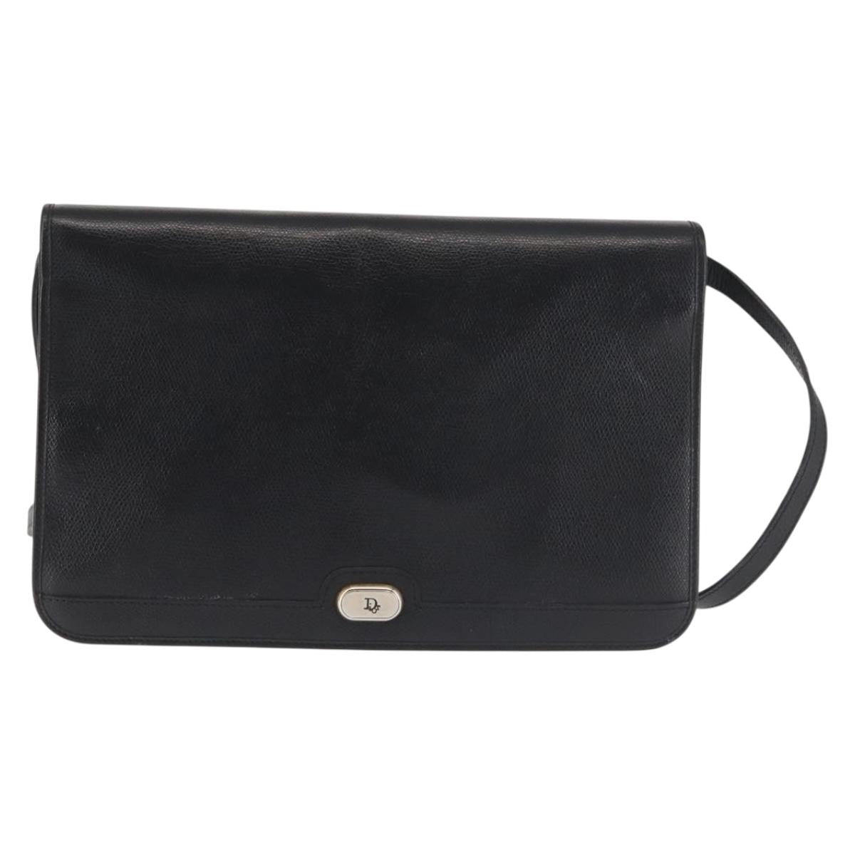 Christian Dior Vintage Full Flap Bag Leather, BLACK, LEATHER, Shoulder bag