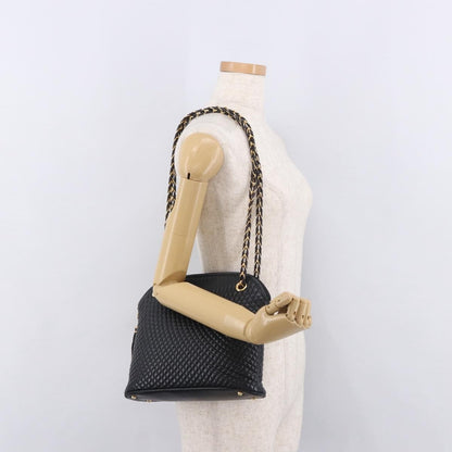 Bally Vintage Chain Shoulder Bag Quilted Leather, Black, Leather, Shoulder Bag