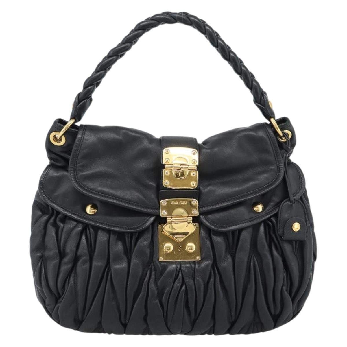Miu Miu Coffer Convertible Satchel Leather, Black, Leather, Shoulder Bag