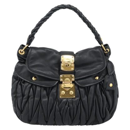 Miu Miu Coffer Convertible Satchel Leather, Black, Leather, Shoulder Bag