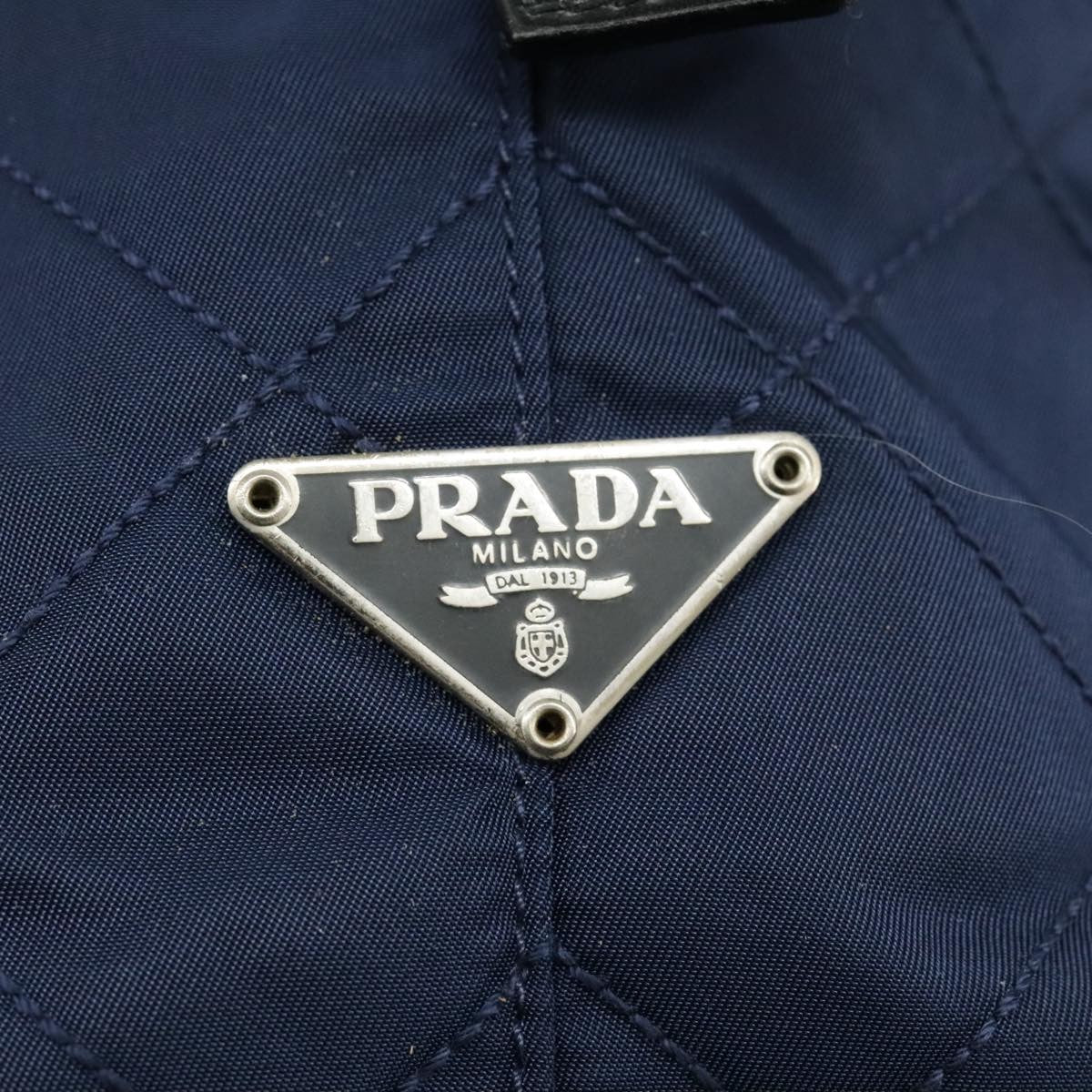 Prada Chain Shoulder Bag Quilted Tessuto, NAVY, NYLON, Shoulder bag