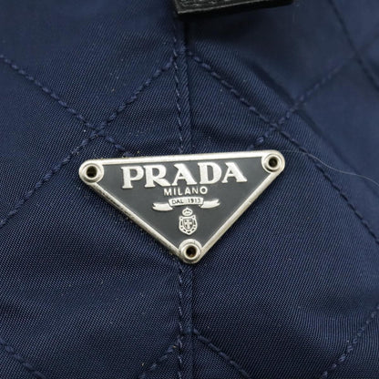 Prada Chain Shoulder Bag Quilted Tessuto, NAVY, NYLON, Shoulder bag