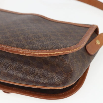 Celine Vintage Macadam Shoulder Bag Canvas and Leather, BROWN, CANVAS, Shoulder bag