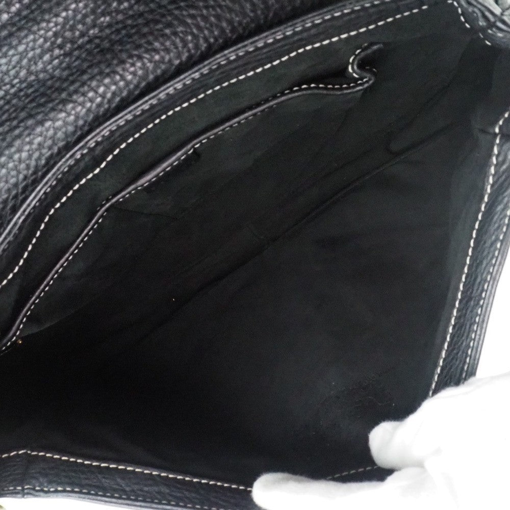 Celine Vintage Shoulder Bag Leather, BLACK, CALFSKIN, Shoulder bag