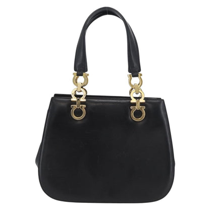 Salvatore Ferragamo Gancini handbag Leather, BLACK, LEATHER, Handbag