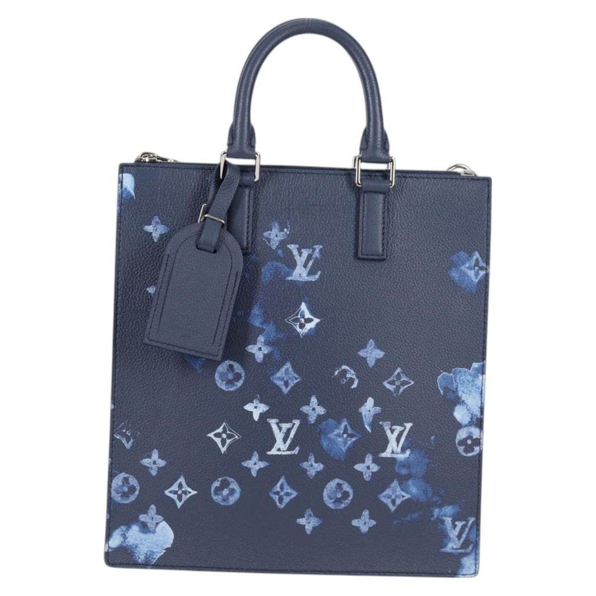 Louis Vuitton Sac Plat Zipped Bag Limited Edition Monogram Ink Watercolor Leather, BLUE, CANVAS, Tote bag