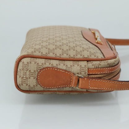 Celine Vintage Macadam Shoulder Bag Canvas and Leather, Beige, Canvas, Shoulder Bag