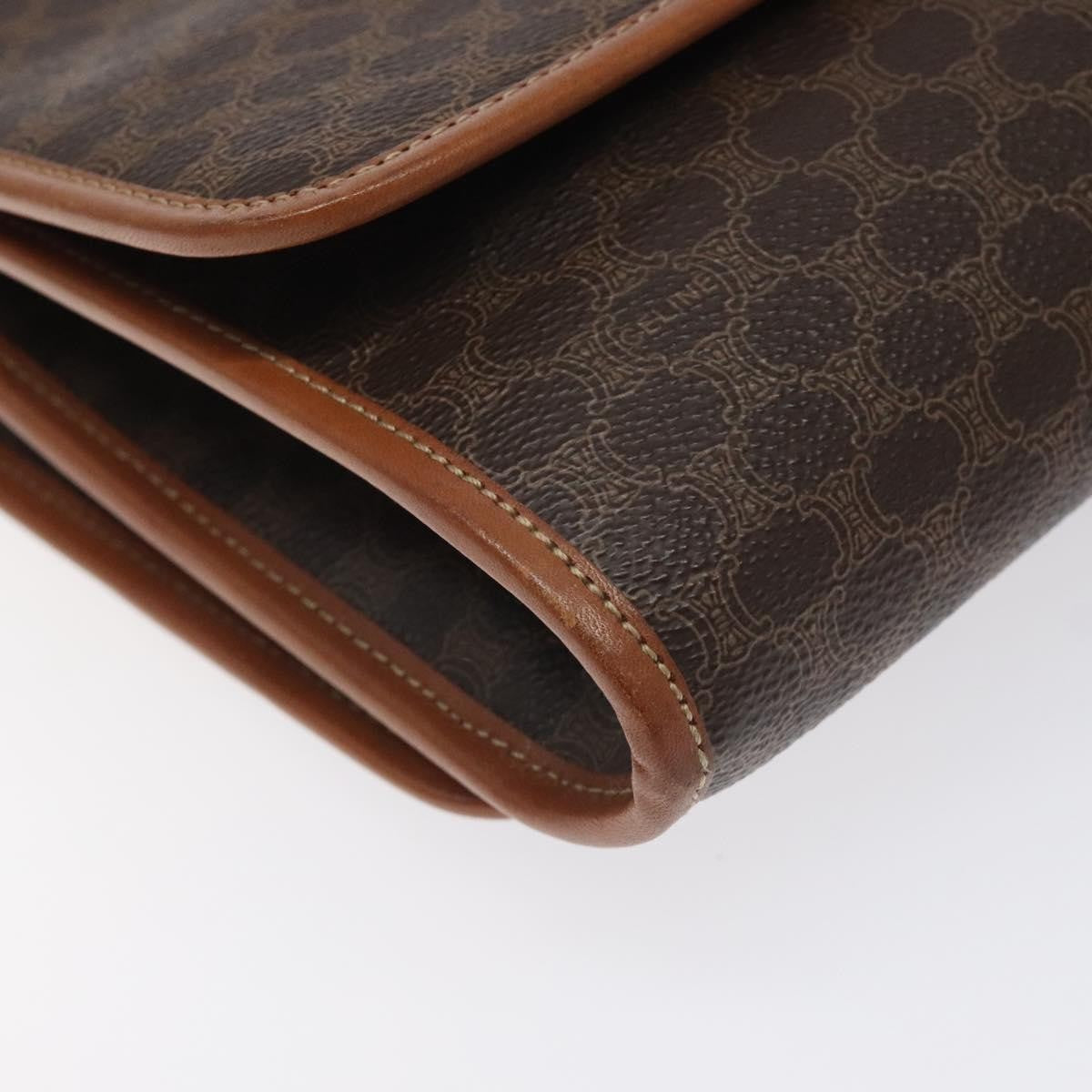 Celine Vintage Macadam Shoulder Bag Canvas and Leather, Brown, Canvas, Shoulder Bag