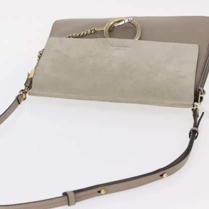 Chloe Faye Shoulder Bag Leather and Suede, BEIGE, SUEDE, Shoulder bag