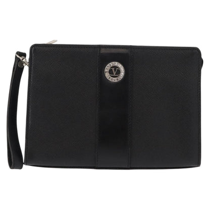 Valentino Garavani Pochette Leather, BLACK, LEATHER, Clutche & pouche