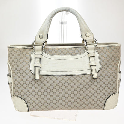 Celine Boogie Satchel Macadam, BEIGE, CANVAS, Tote bag