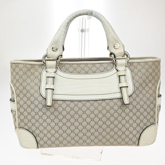 Celine Boogie Satchel Macadam, BEIGE, CANVAS, Tote bag