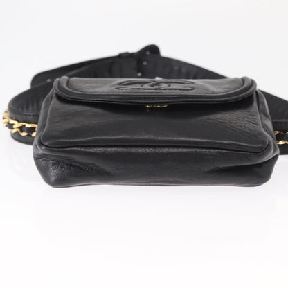 Chanel Chain Envelope Belt Bag Quilted Calfskin, BLACK, LEATHER, Clutche & pouche