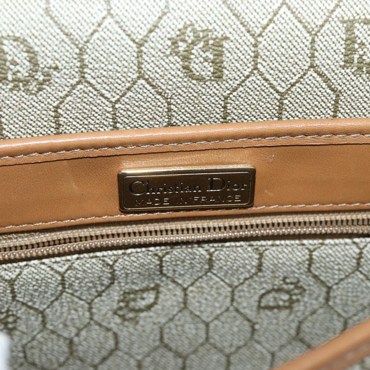 Christian Dior Vintage Honeycomb Flap Crossbody Bag Canvas and Leather, BEIGE, CANVAS, Crossbody bag