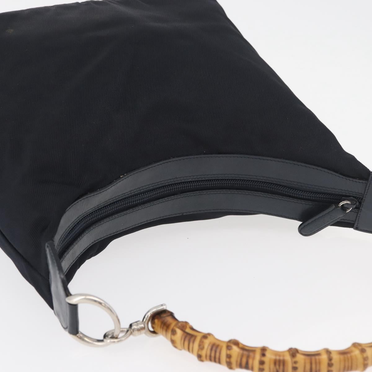 Gucci Vintage Bamboo Hobo Nylon, Navy, Nylon, Shoulder Bag