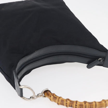 Gucci Vintage Bamboo Hobo Nylon, Navy, Nylon, Shoulder Bag