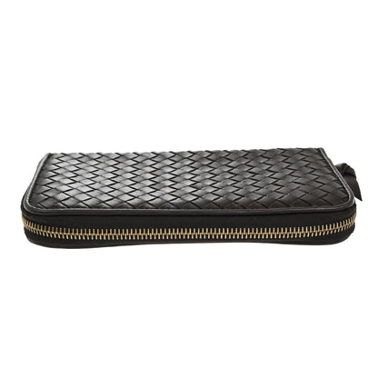Bottega Veneta Intrecciato Long Zip  Wallet Leather, Brown, Leather, Wallet