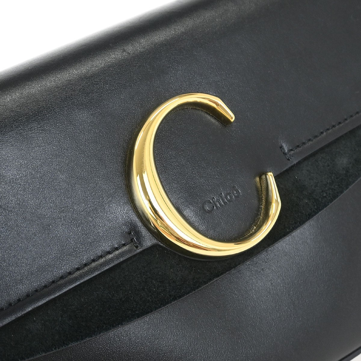 Chloe C Double Carry Bag Leather, BLACK, LEATHER, Shoulder bag