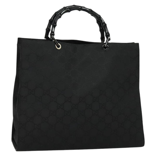 Gucci Vintage Bamboo Handle Tote GG Nylon, Black, Nylon, Tote Bag