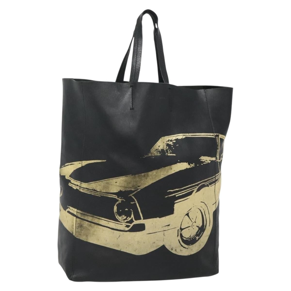 Celine Vertical Cabas Tote Printed Leather, BLACK, LEATHER, Tote bag