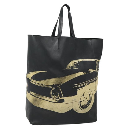 Celine Vertical Cabas Tote Printed Leather, BLACK, LEATHER, Tote bag