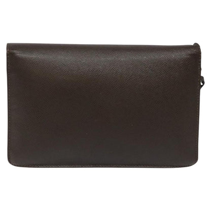 Louis Vuitton Belaia Clutch Taiga Leather, BROWN, LEATHER, Clutche & pouche