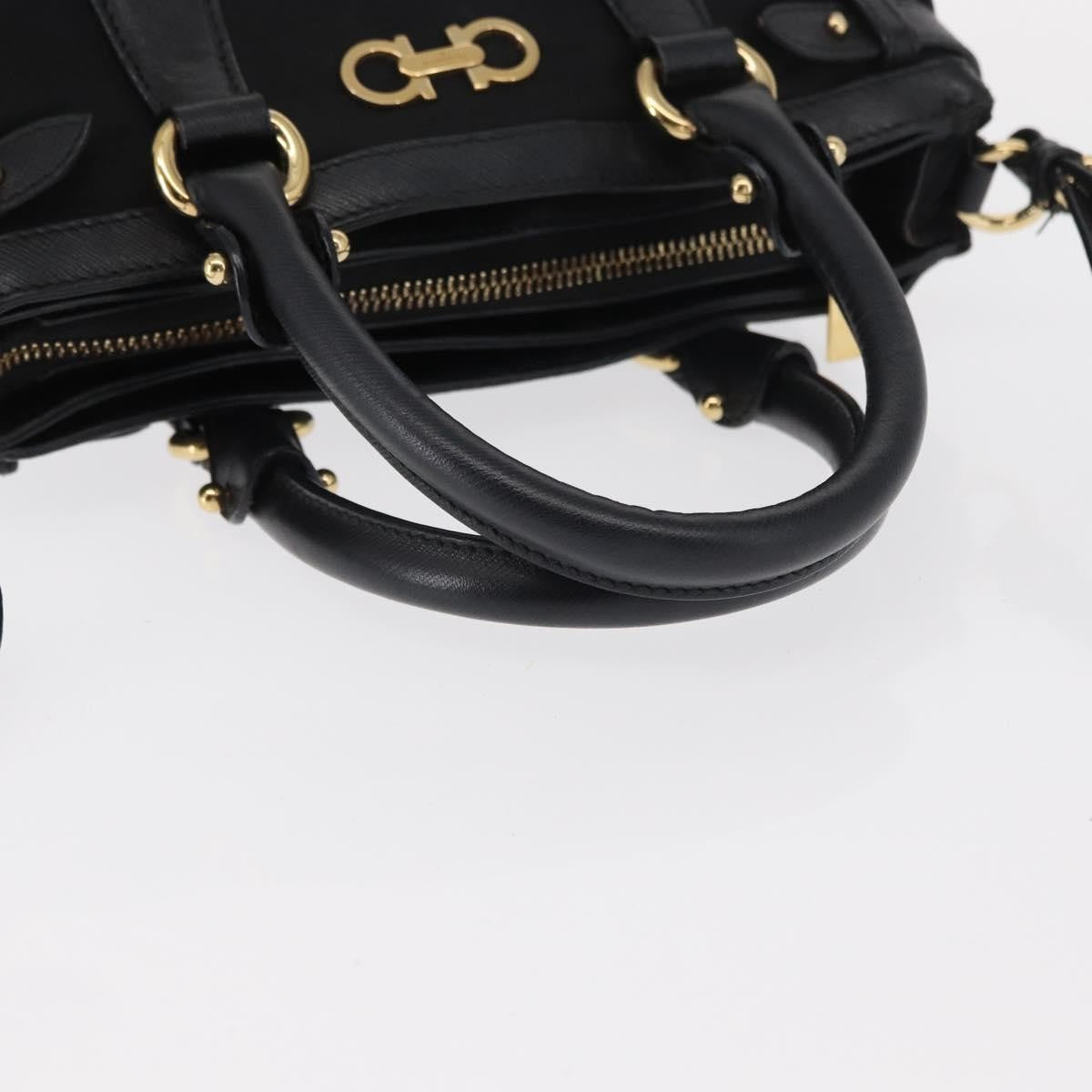 Salvatore Ferragamo Gancini handbag Nylon, BLACK, NYLON, Handbag