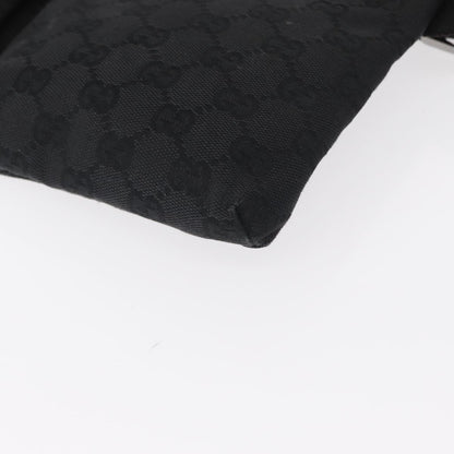 Gucci Vintage Double Belt Bag GG Canvas with Leather, BLACK, CANVAS, Shoulder bag