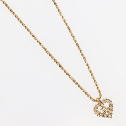 Christian Dior Vintage CD Heart Pendant Necklace Metal with Crystals, GOLD, METAL, Necklace