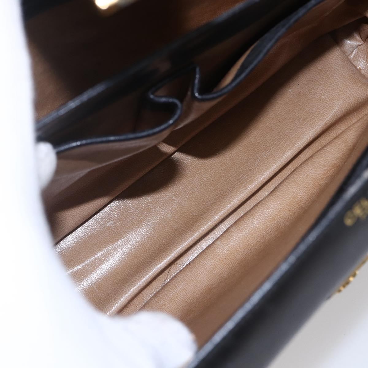 Celine Vintage Shoulder Bag Leather, BLACK, LEATHER, Shoulder bag