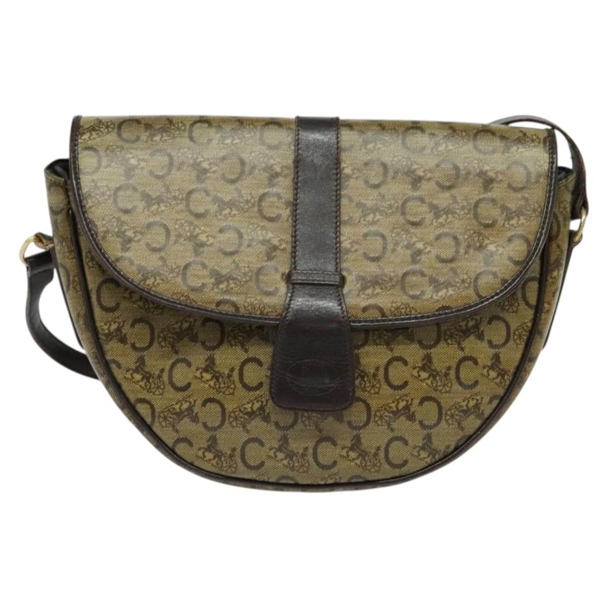 Celine C Sulky Shoulder bag Canvas and Leather, BEIGE, CANVAS, Shoulder bag