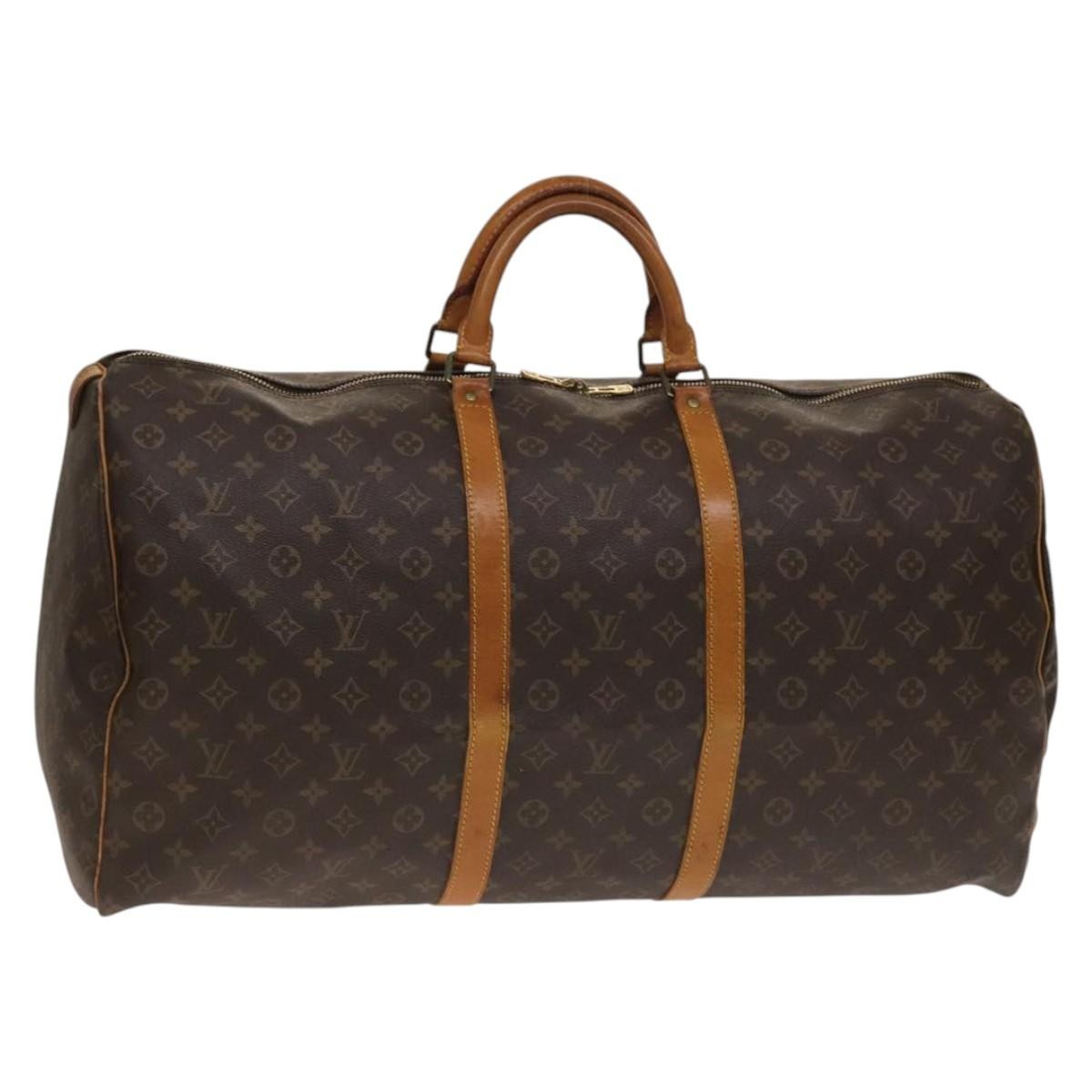 Louis Vuitton Keepall Bag Monogram Canvas, BROWN, CANVAS, Travel bag