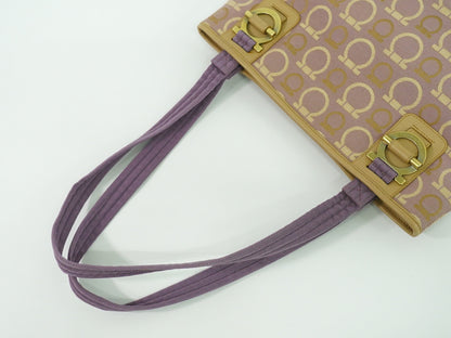 Salvatore Ferragamo Gancini Shoulder Bag Canvas, PURPLE, CANVAS, Shoulder bag